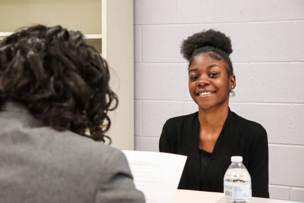 Aniyah practicing skills at Mock Interviews