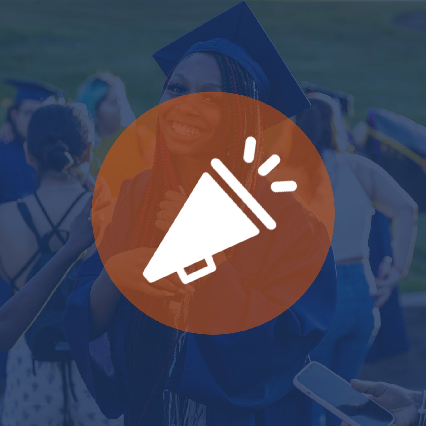 Megaphone icon with YBLC background